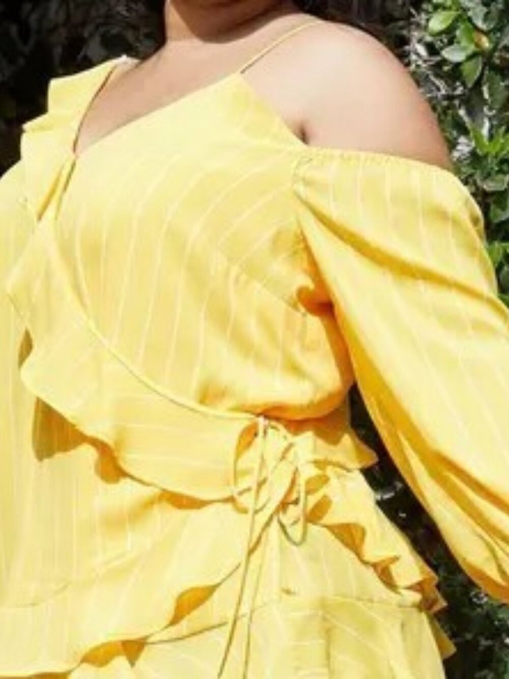 Asymmetrical Shoulder Ruffle Blouse